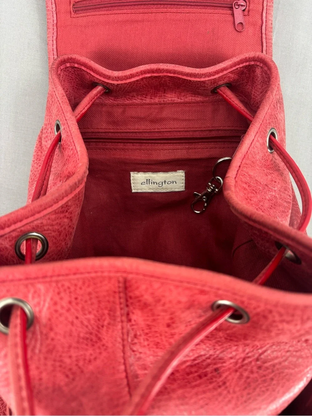 Ellington Red Genuine Leather Backpack Rucksack Distressed Drawstring Boho Bag